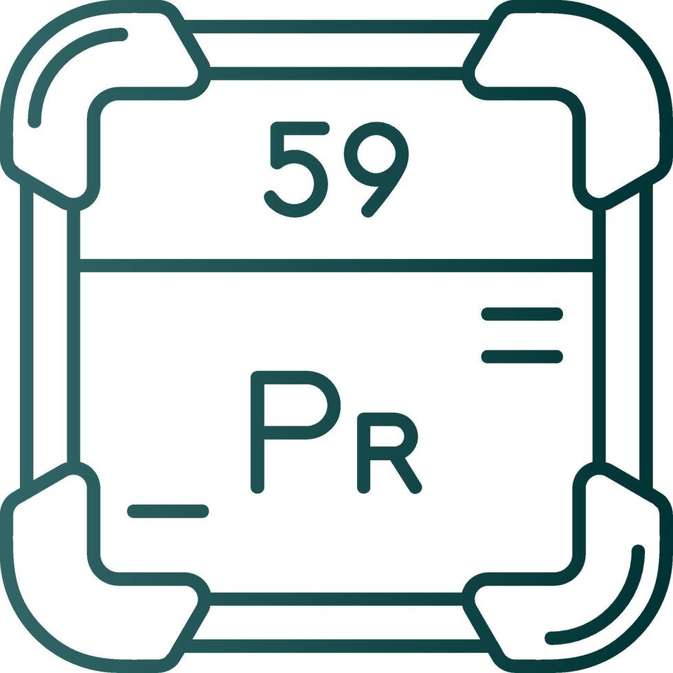 Praseodymium Line Gradient Green Icon vector