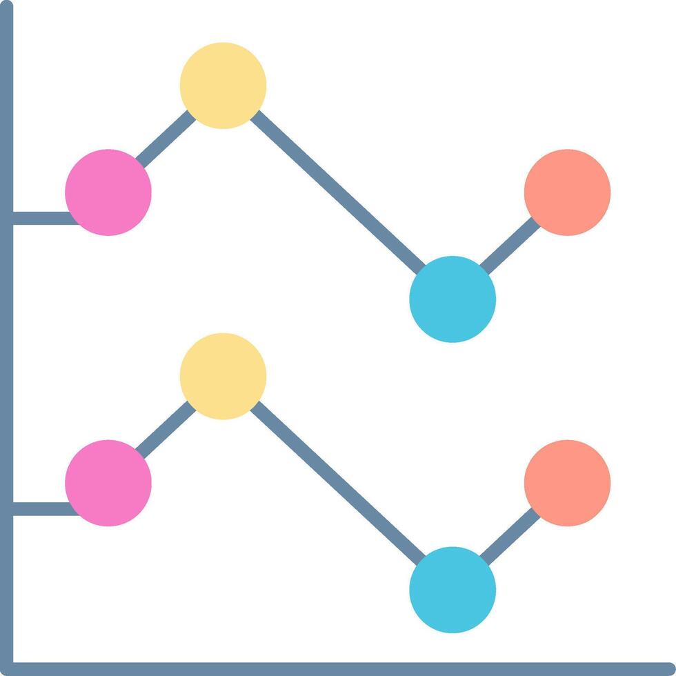 Line Chart Flat Light Icon vector