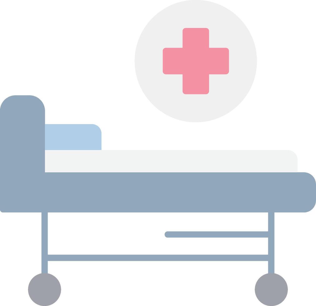 hospital cama plano ligero icono vector
