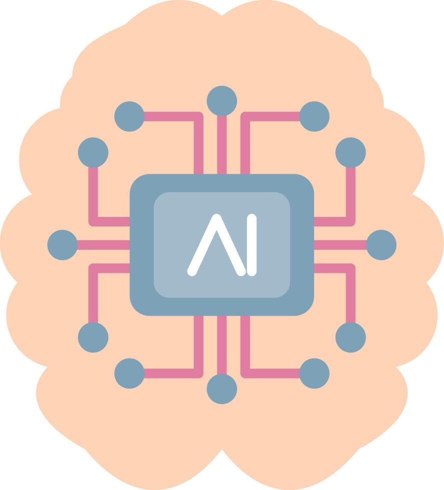 Artificial Intelligence Flat Light Icon vector