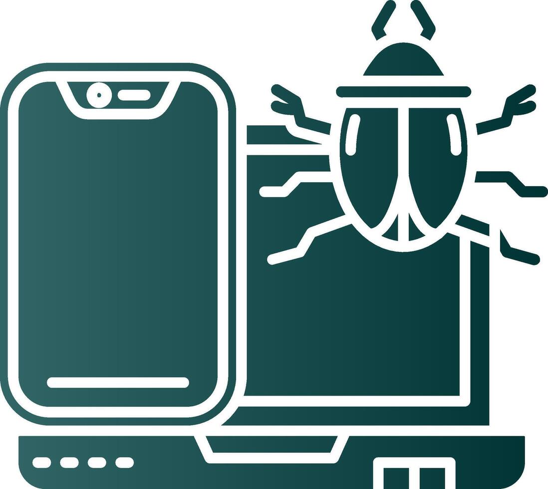 Bug Glyph Gradient Green Icon vector