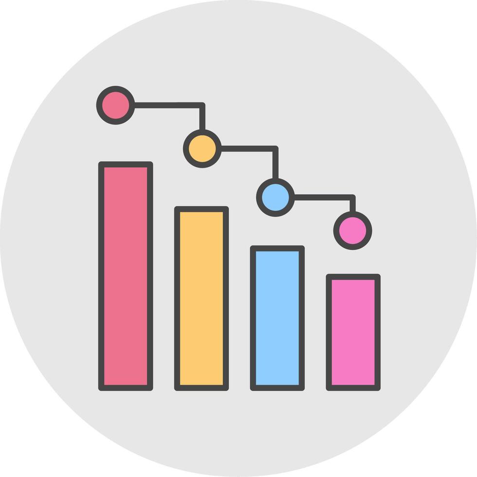 Bar Chart Line Filled Light Circle Icon vector