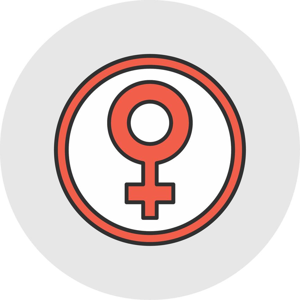 Female symbol Line Filled Light Circle Icon vector