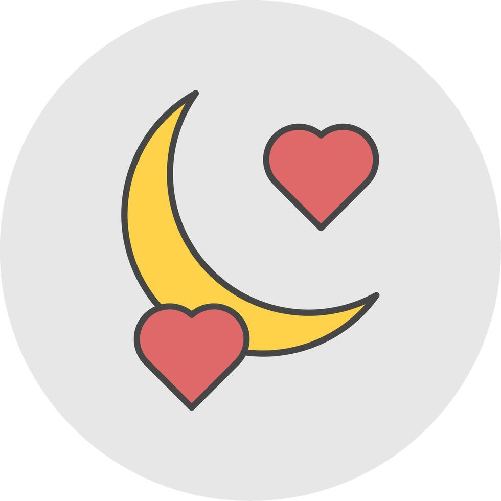 miel Luna línea lleno ligero circulo icono vector
