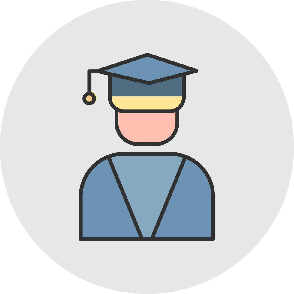 Graduate Line Filled Light Circle Icon vector