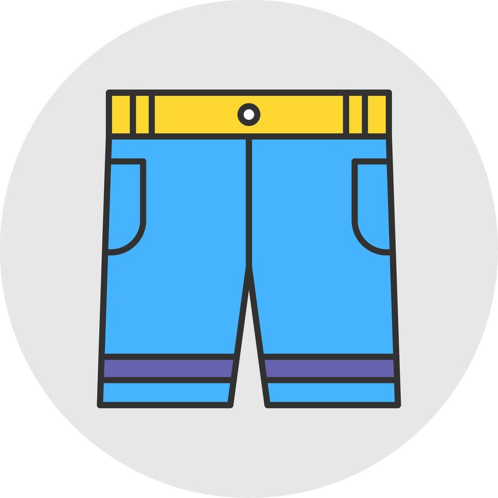 pantalones cortos línea lleno ligero circulo icono vector