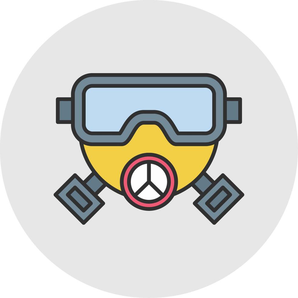 Gas Mask Line Filled Light Circle Icon vector