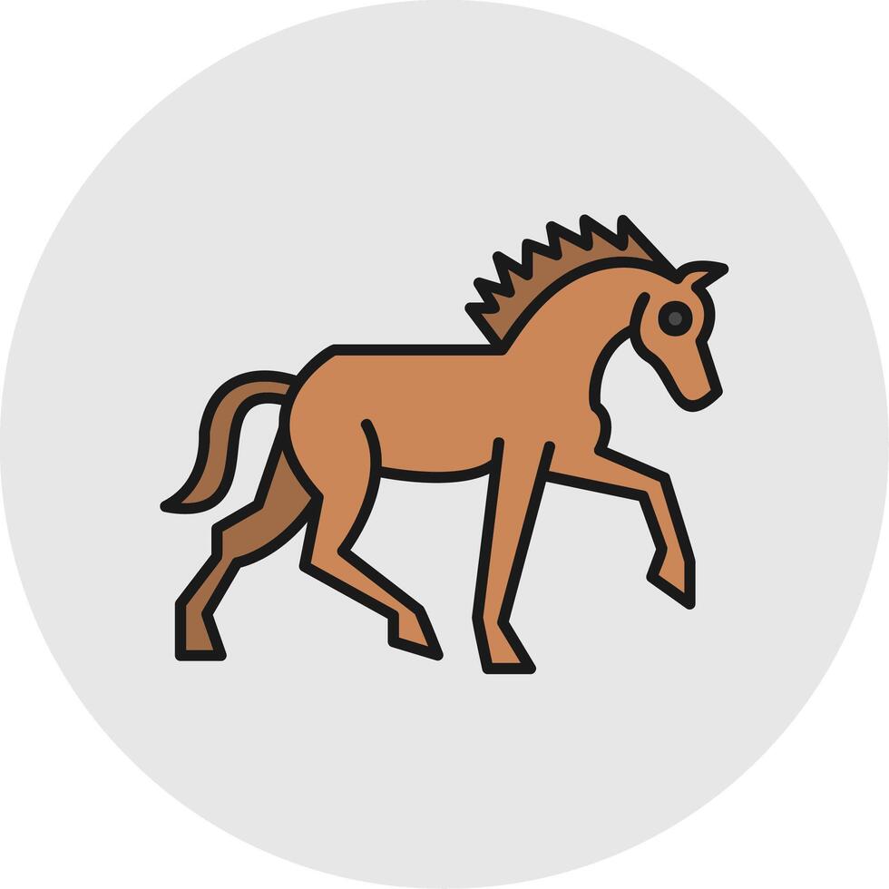 caballo línea lleno ligero circulo icono vector