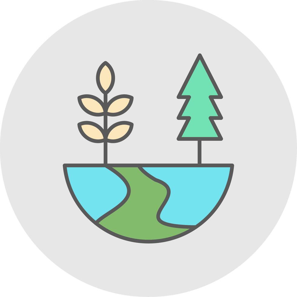 Nature Line Filled Light Circle Icon vector