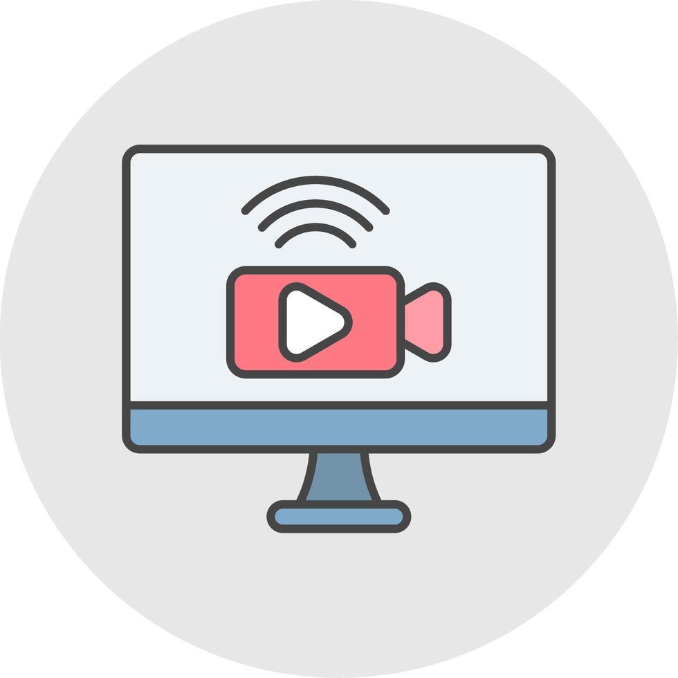 Live Stream Line Filled Light Circle Icon vector