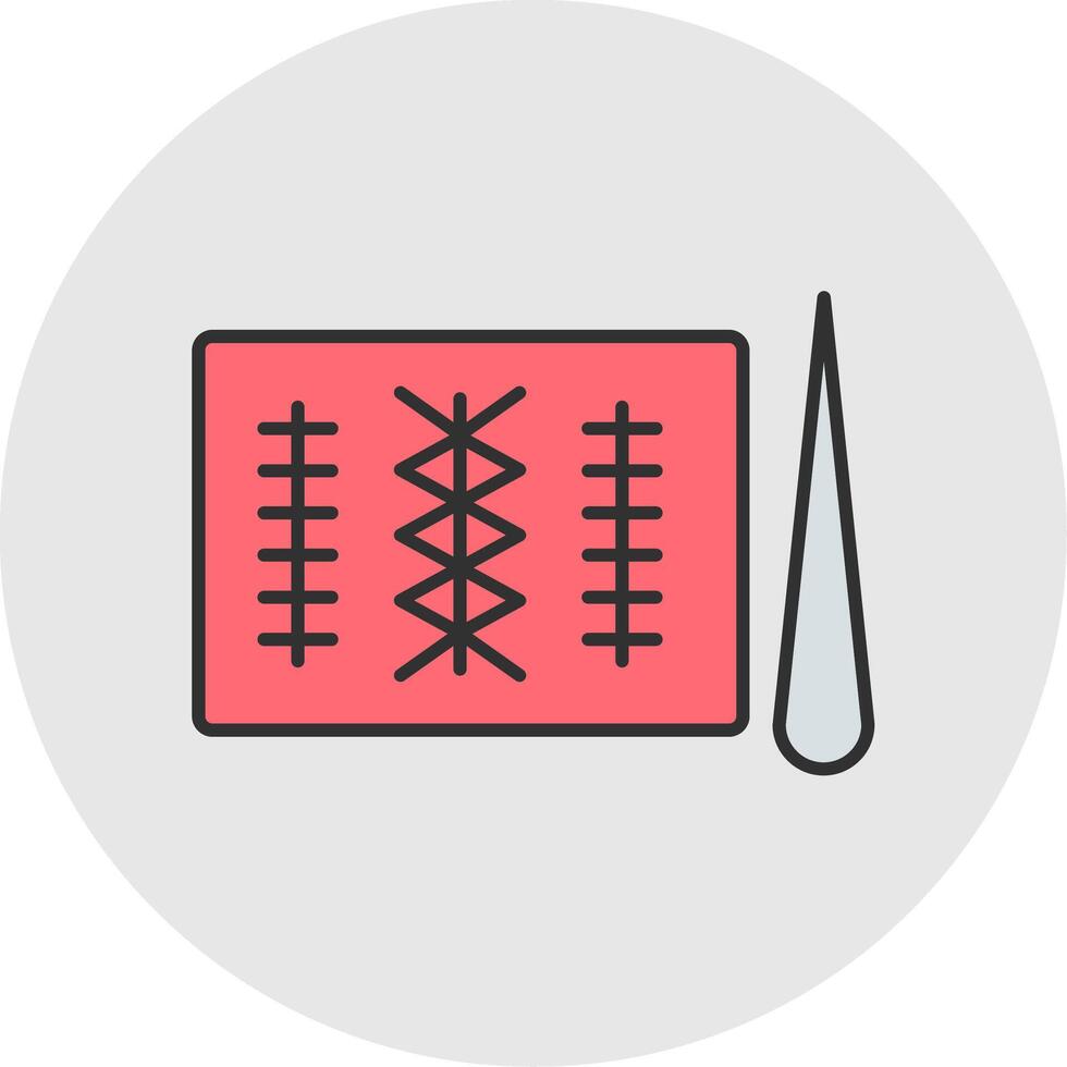 Stitches Line Filled Light Circle Icon vector