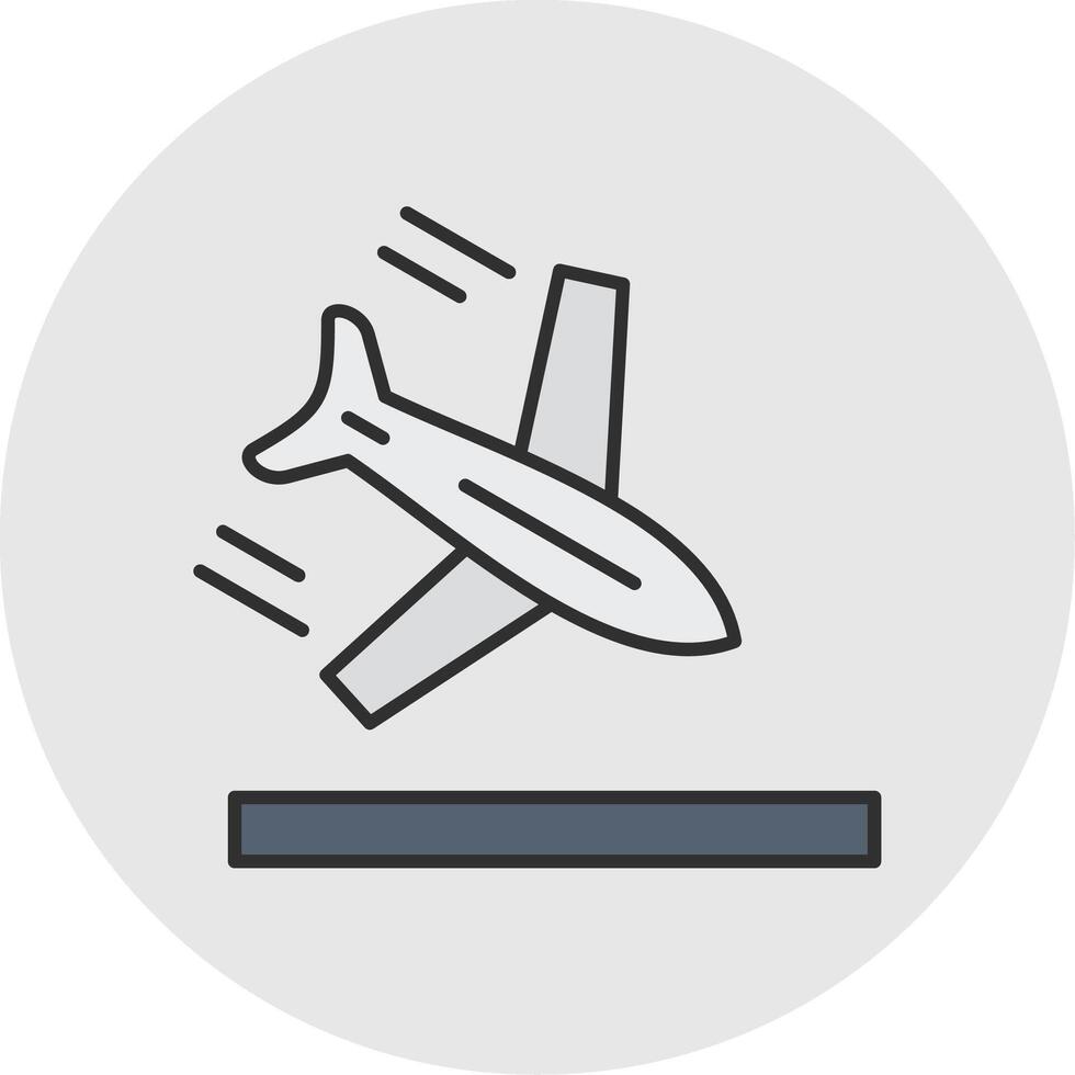 Plane Line Filled Light Circle Icon vector