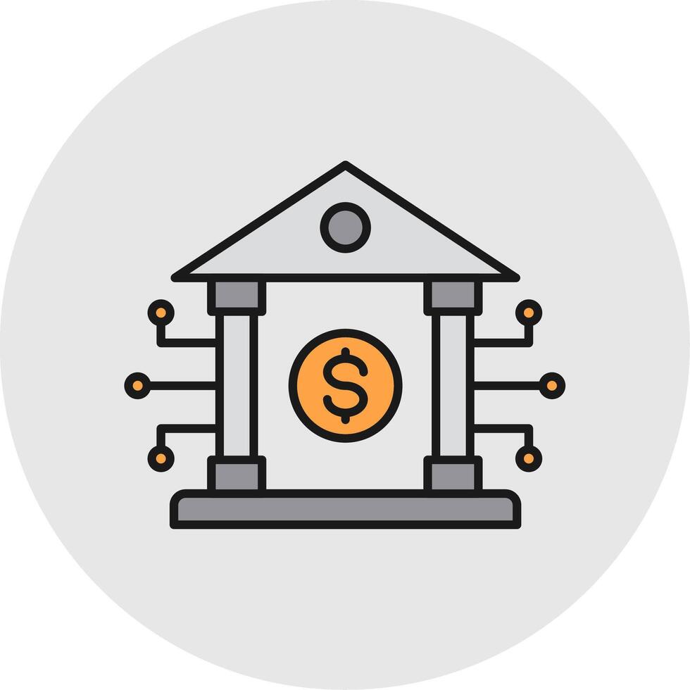 Banking System Line Filled Light Circle Icon vector