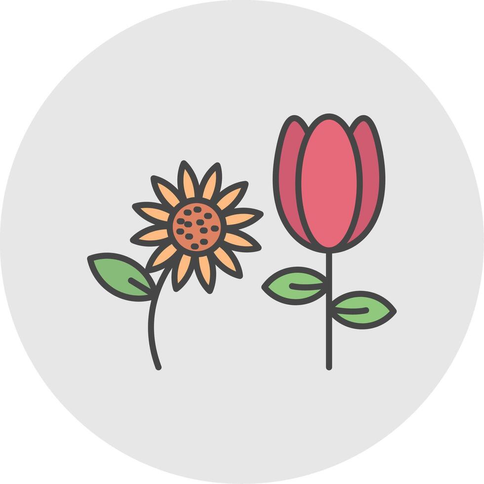 Botanical Line Filled Light Circle Icon vector