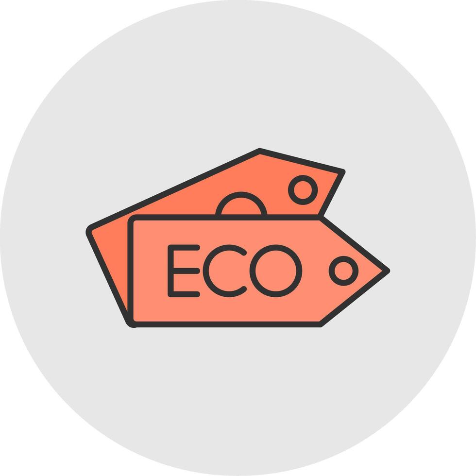 Eco Tag Line Filled Light Circle Icon vector