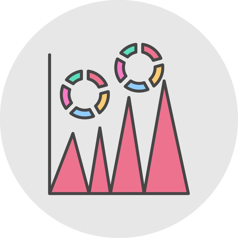 Graph Line Filled Light Circle Icon vector
