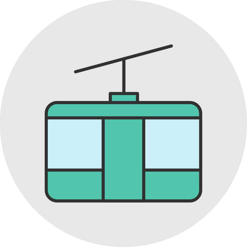 Cableway Line Filled Light Circle Icon vector