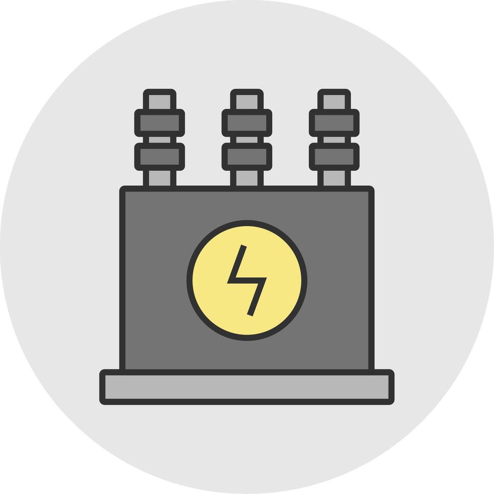 Power Transformer Line Filled Light Circle Icon vector