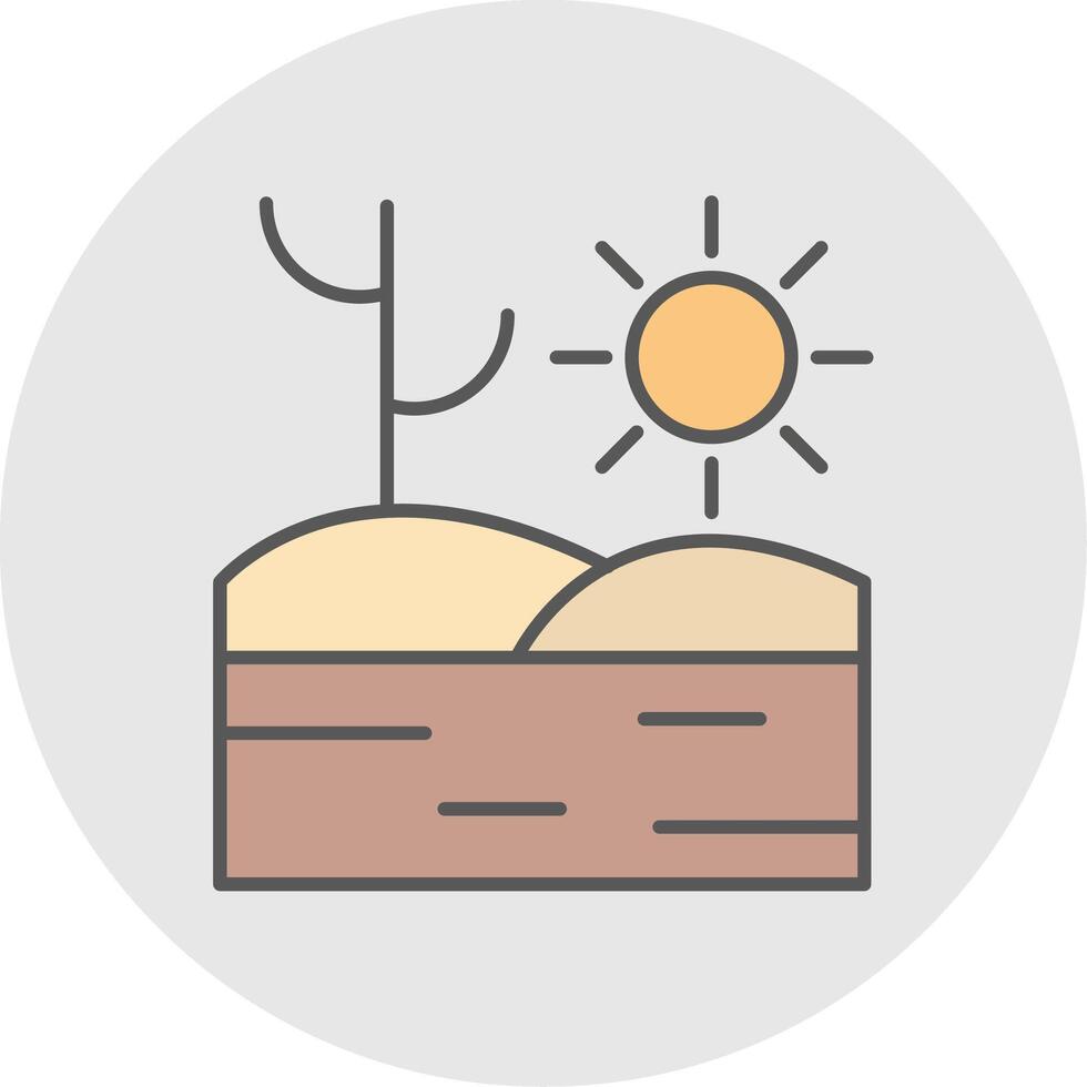 Desert Line Filled Light Circle Icon vector