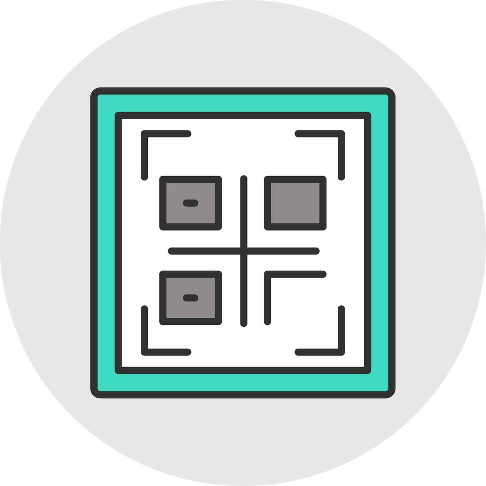 Qr Code Line Filled Light Circle Icon vector