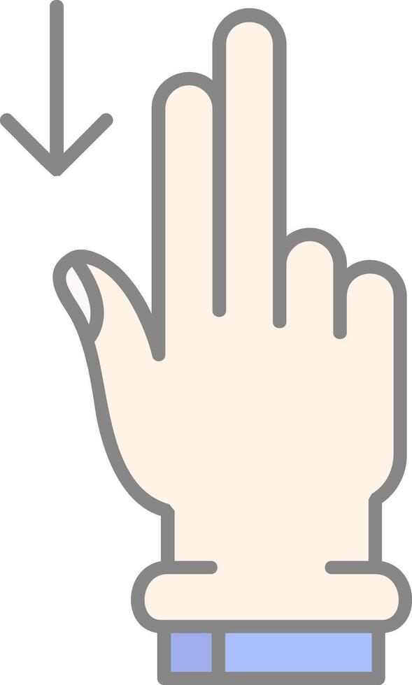 Two Fingers Down Line Filled Light Icon vector