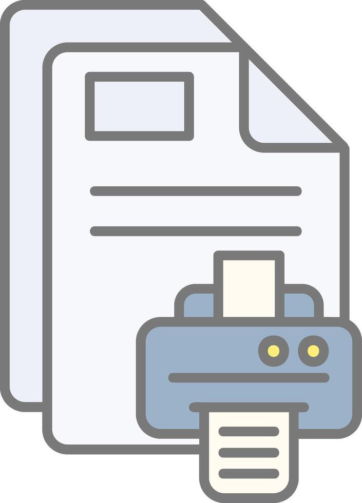 Print Line Filled Light Icon vector