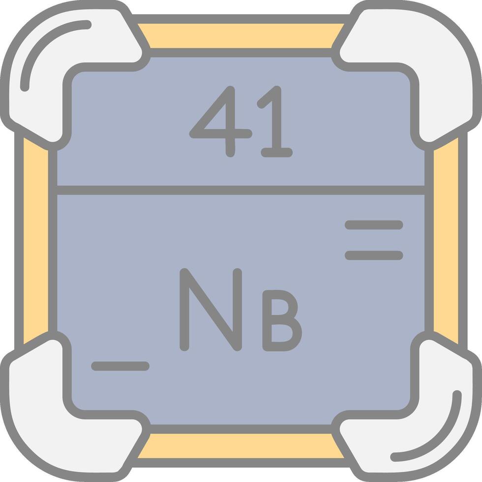 niobio línea lleno ligero icono vector