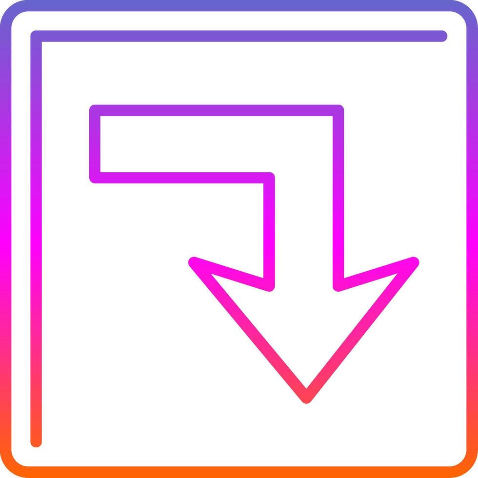 Turn Down Line Gradient Icon vector
