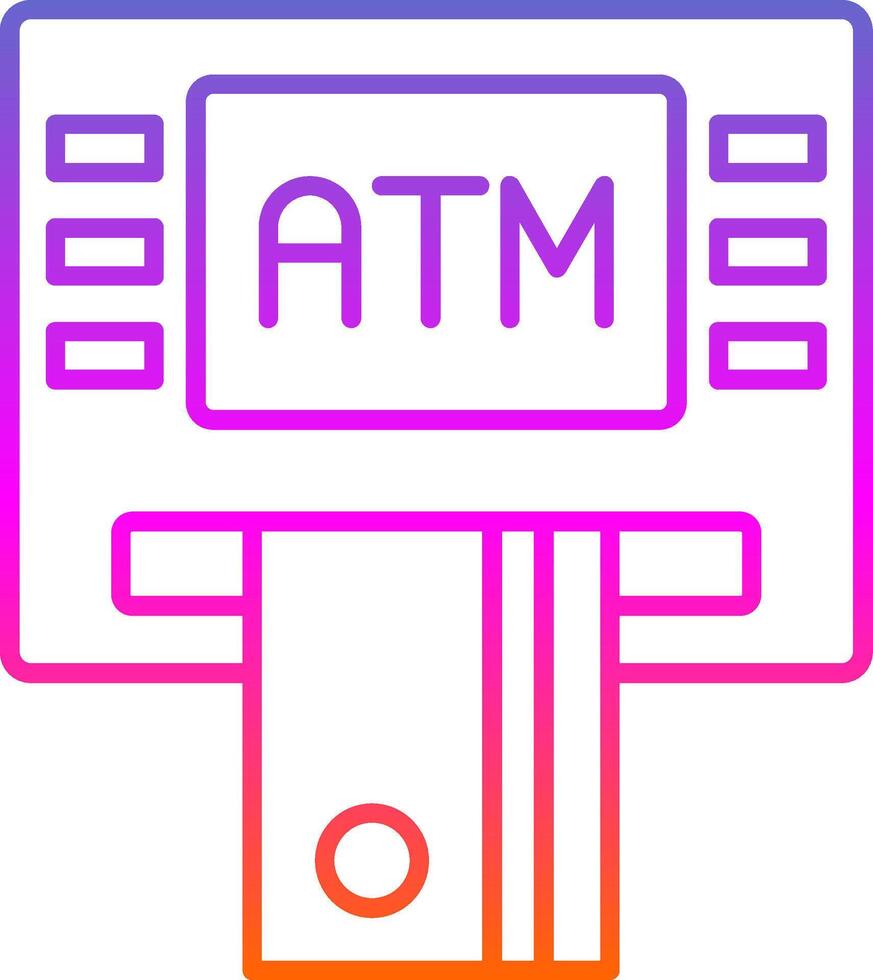 Cajero automático máquina línea degradado icono vector