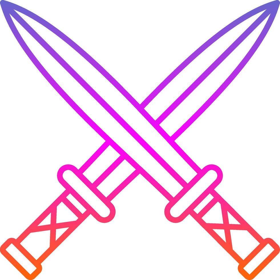 Two Swords Line Gradient Icon vector