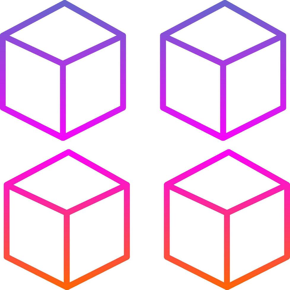 cubo línea degradado icono vector