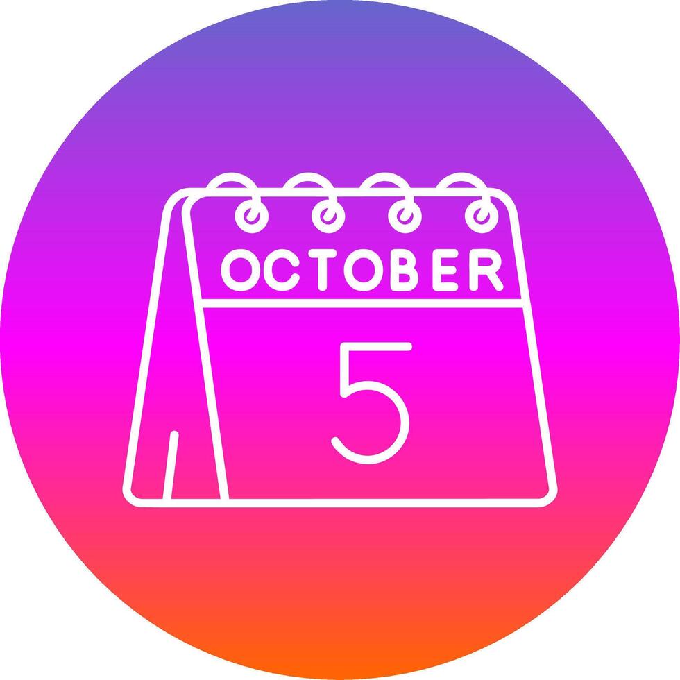 5th of October Line Gradient Circle Icon vector
