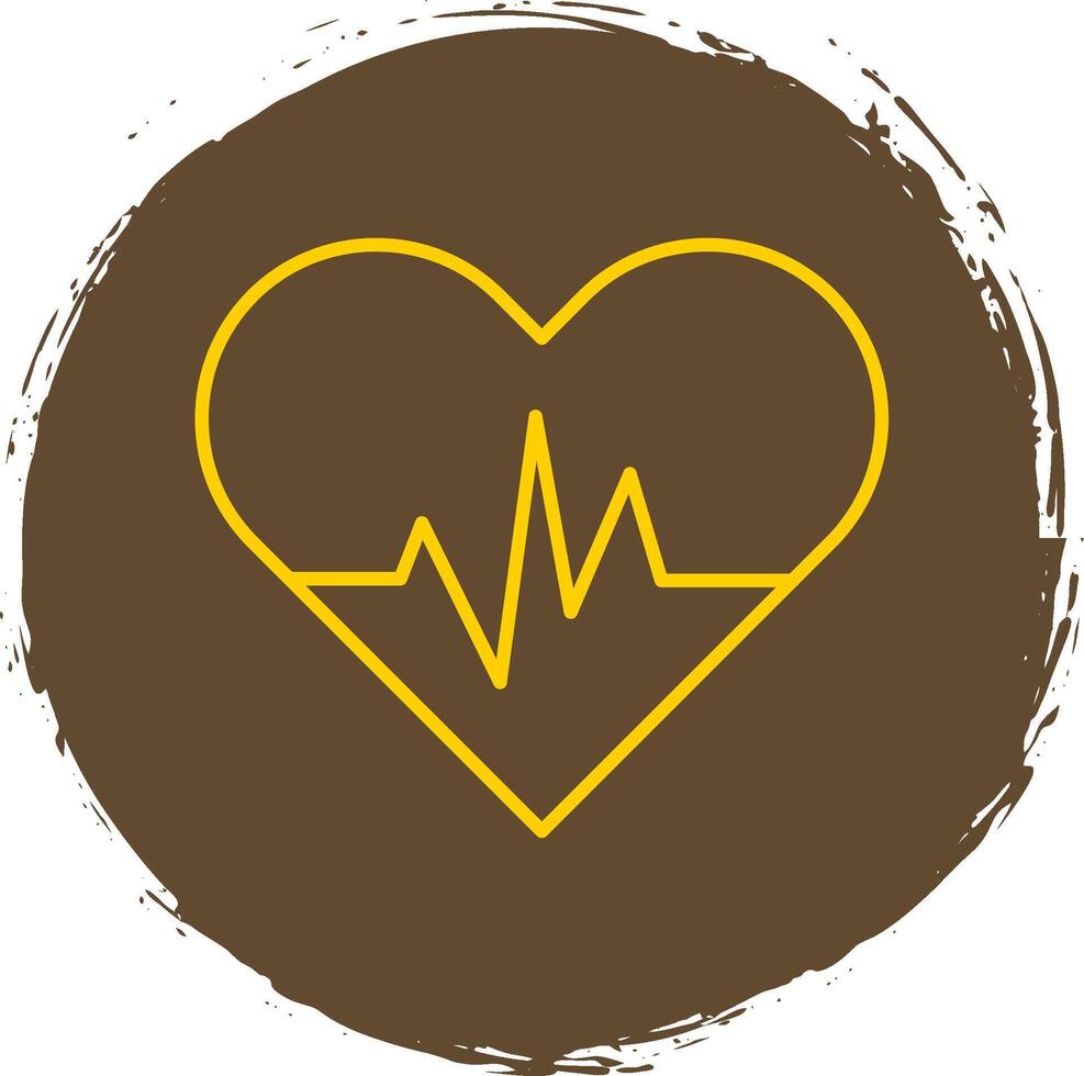 Heart Beat Line Circle Yellow Icon vector