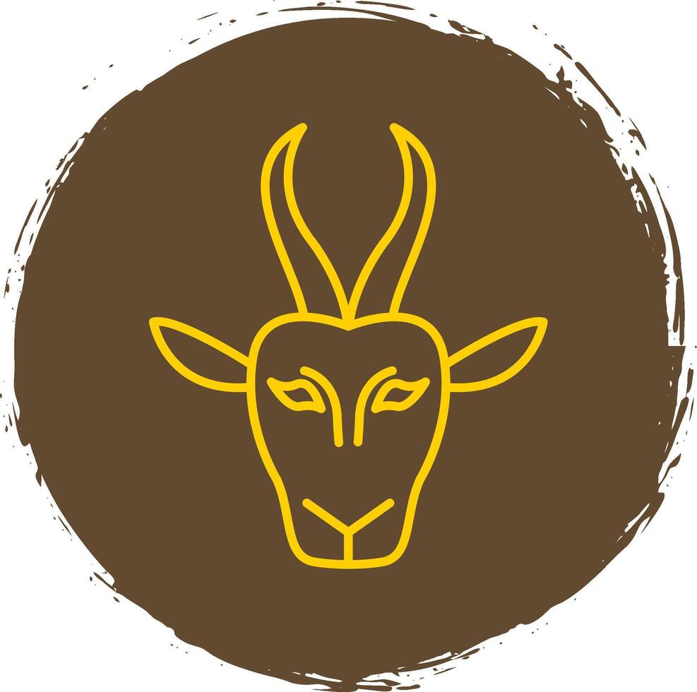 Gazelle Line Circle Yellow Icon vector