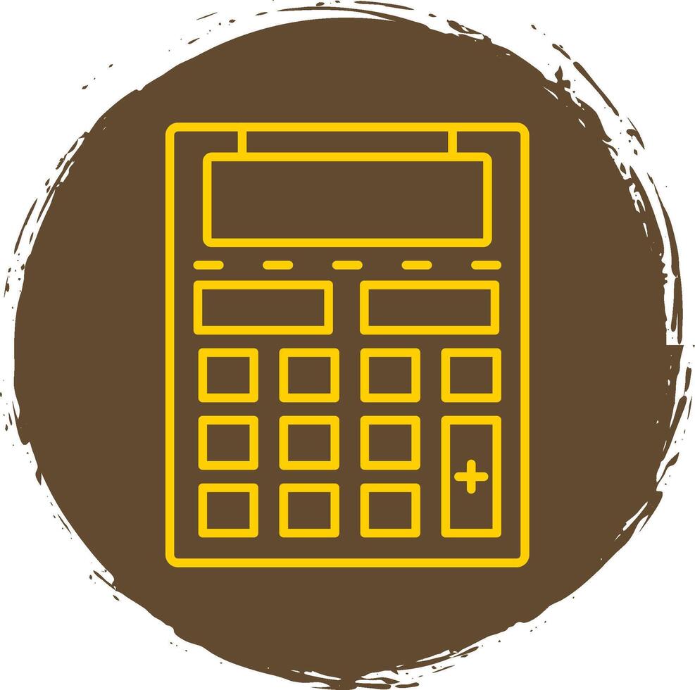 Calculator Line Circle Yellow Icon vector