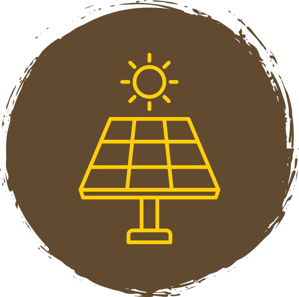 solar panel línea circulo amarillo icono vector
