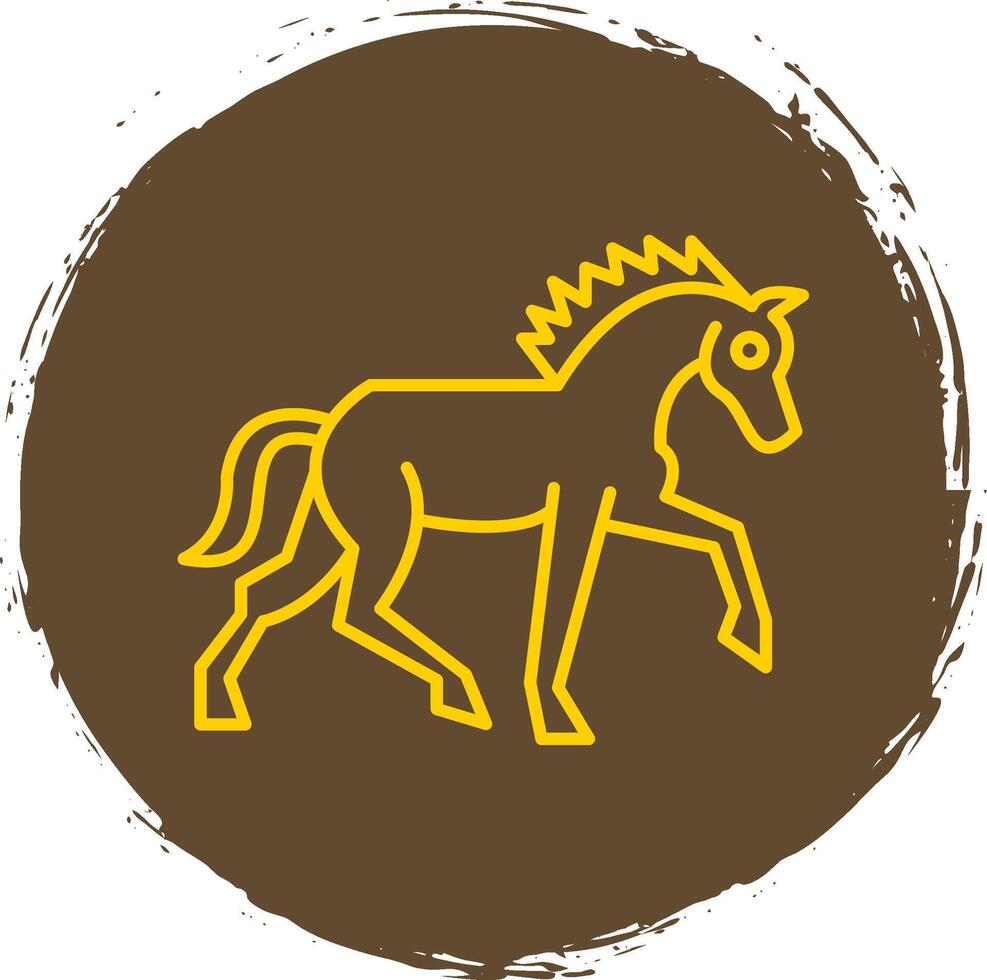 Horse Line Circle Yellow Icon vector