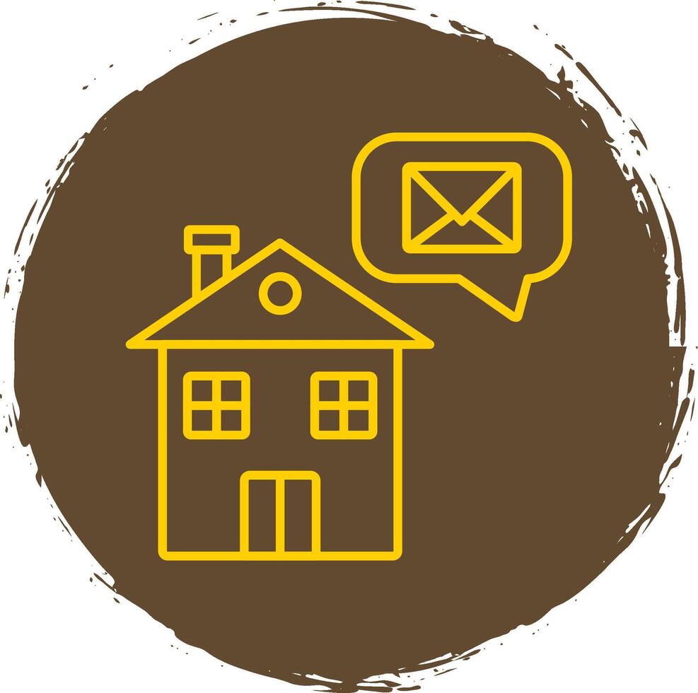 Home Message Line Circle Yellow Icon vector