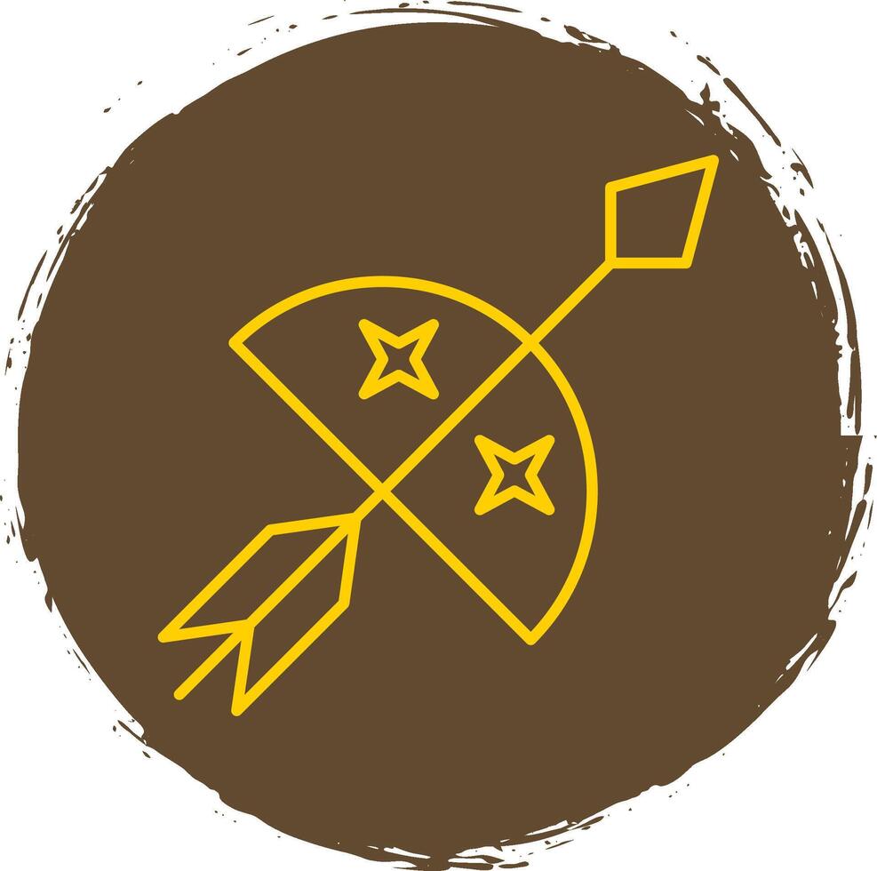 Bow And Arrow Line Circle Yellow Icon vector