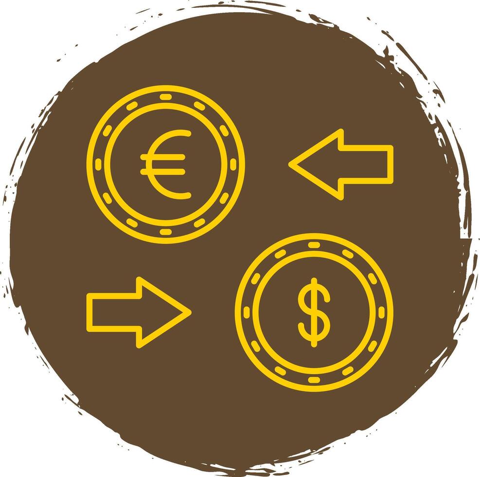 Currency Exchange Line Circle Yellow Icon vector