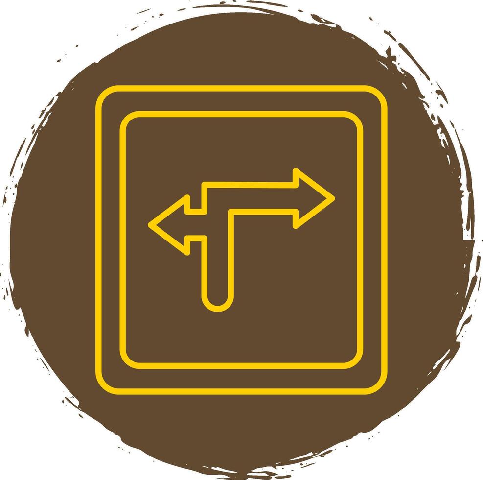 Turn Direction Line Circle Yellow Icon vector