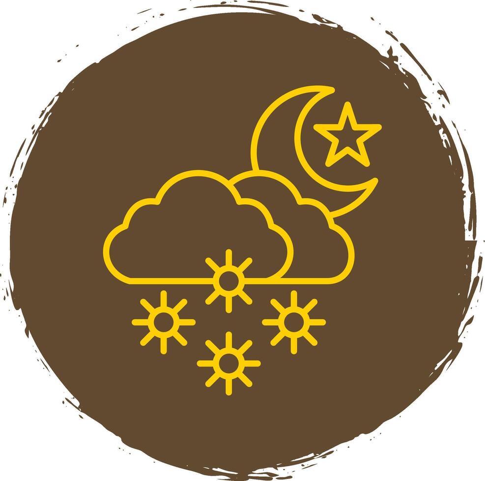 noche nieve línea circulo amarillo icono vector