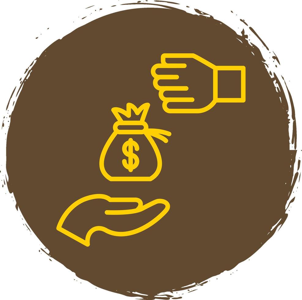 Bribery Line Circle Yellow Icon vector