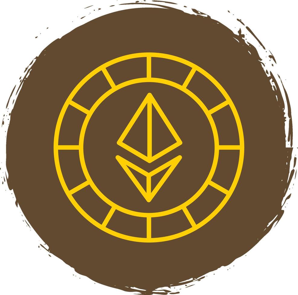 Ethereum Coins Line Circle Yellow Icon vector