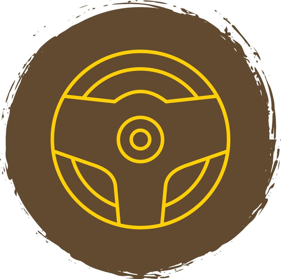 Steering Wheel Line Circle Yellow Icon vector