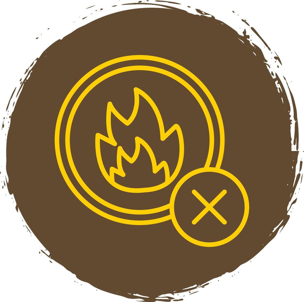 No Fire Line Circle Yellow Icon vector