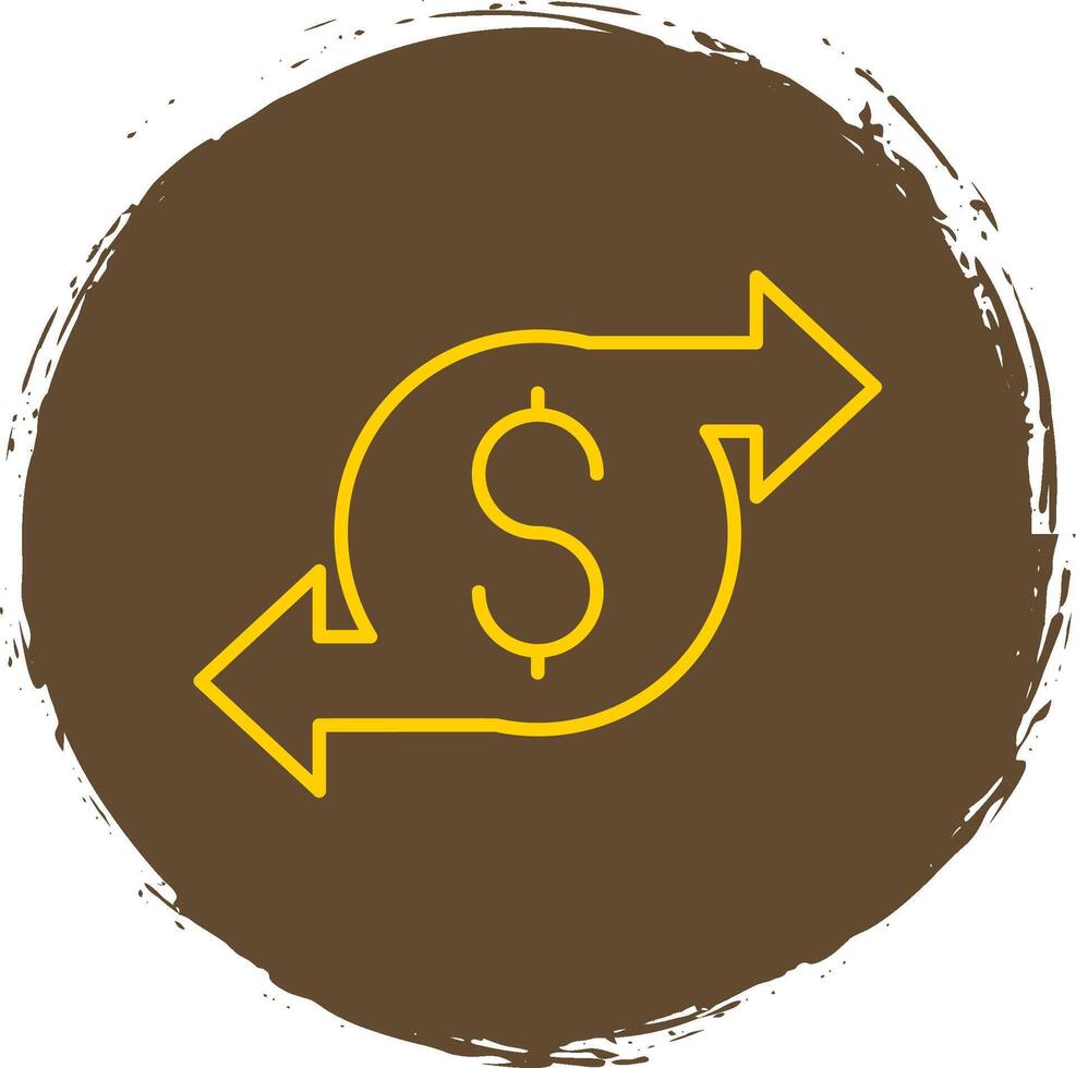 Money Transfer Line Circle Yellow Icon vector