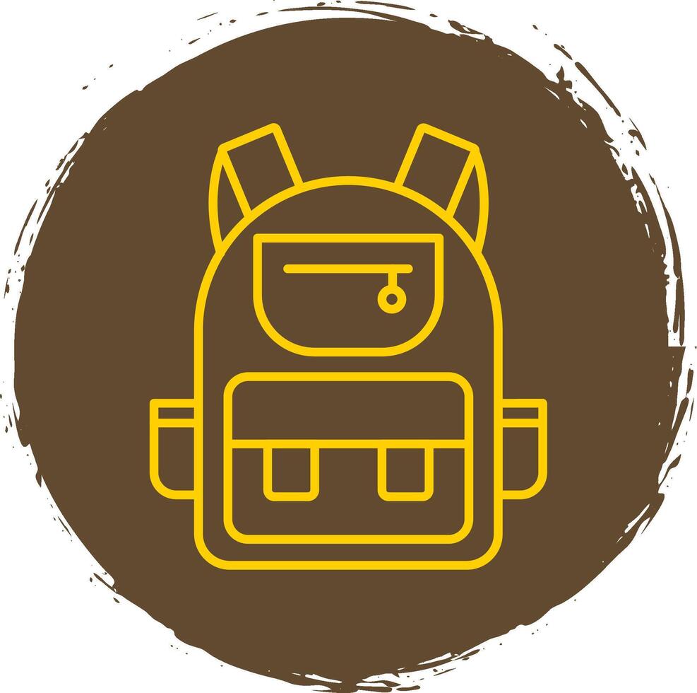 Backpack Line Circle Yellow Icon vector