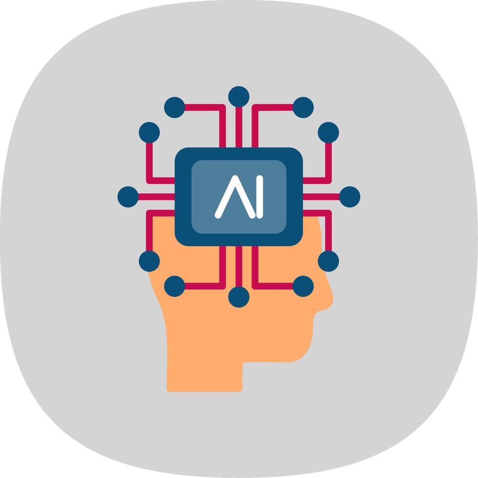 Artificial Intelligence Flat Curve Icon vector