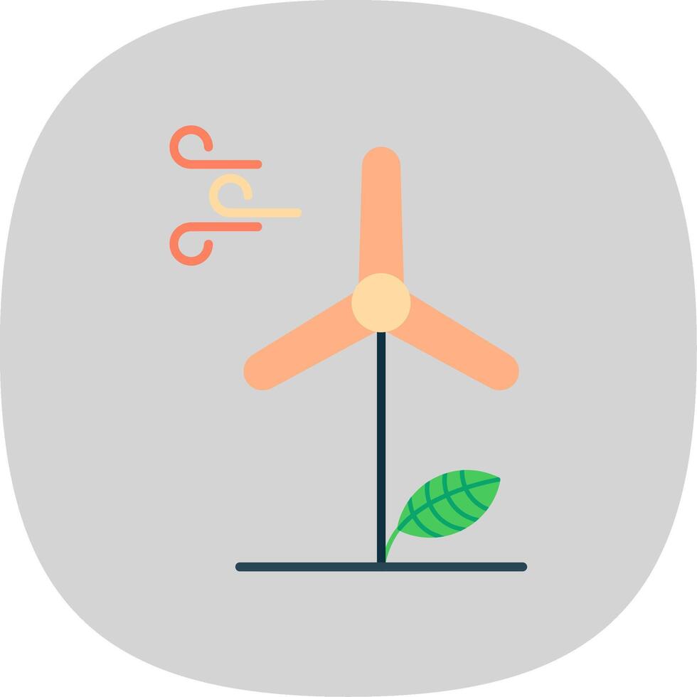 viento energía plano curva icono vector